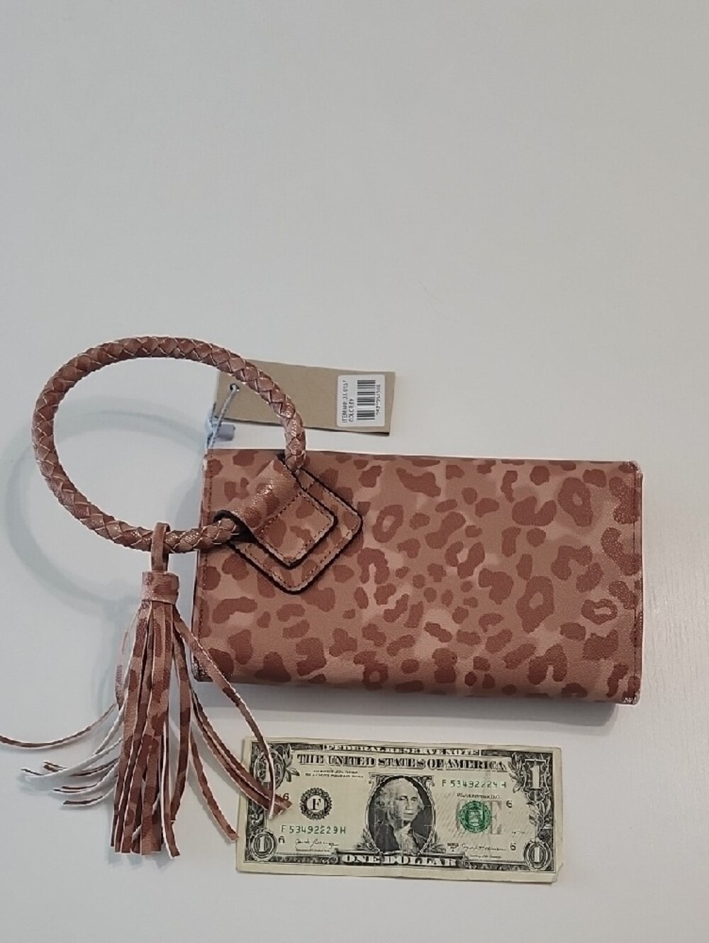 Tan And Dusty Rose Leopard-Print Wristlet Clutch - Picture 2 of 5